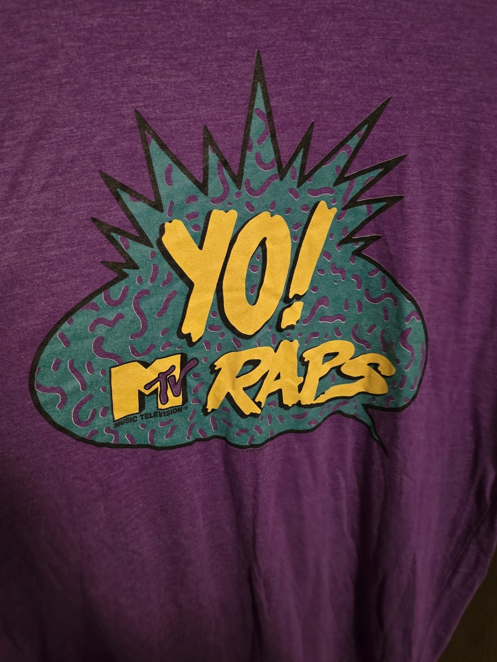 HOMAGE Purple Graphic 'YO! MTV RAPS' Tee with Yellow & Teal Print - Picture 3 of 5
